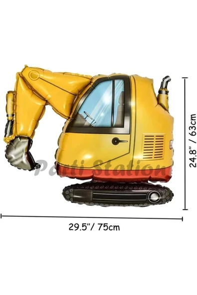 İş Makinaları İnşaat Parti 3 Yaş Balon Set Kepçe Balon Vinç Balon Kamyon Balon Doğum Günü Set - Resim 3