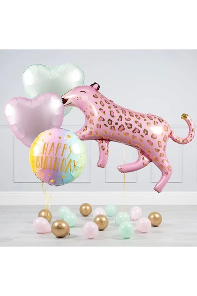 Pembe Leopar Balon 100 cm Parti Konsept Doğum Günü Balon Set Jungle Leopar Kaplan Balon ürün görseli