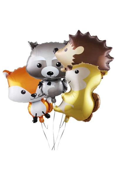 Orman Hayvanları Konsept Parti Woodland 7 Yaş Doğum Günü Balon Set Sincap Rakun Kirpi Tilki Balon - 3