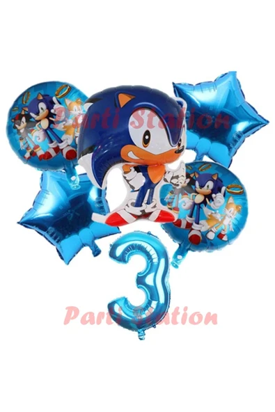 Tilki Sonic Konsept 3 Yaş Balon Set Sonic Doğum Günü Balon Set