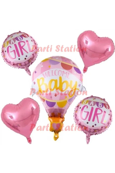 Hello Welcome Baby Folyo Balon Baby Shower Parti Hoşgeldin Bebek Erkek ve Kız Bebek Konsept Set ürün görseli