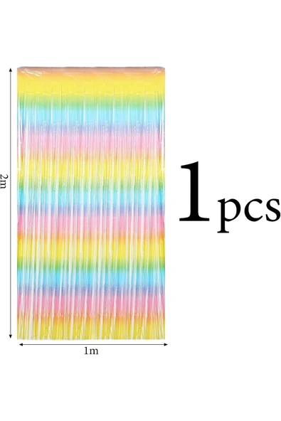 Gökkuşağı Macaron Renk Rengarenk Arka Fon Duvar Süsü Kapı Perdesi Gökkuşağı Konsept Unicorn Fon Süs - 3