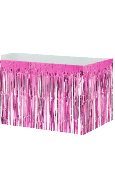 Masa Örtüsü ve Masa Eteği Set Plastik Sarı Renk Masa Örtüsü Pembe Renk Metalize Masa Eteği Set - Resim 3