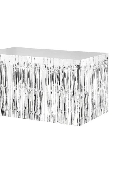 Masa Örtüsü ve Eteği Set Plastik Mor Renk Masa Örtüsü Gümüş Renk Metalize Sarkıt Masa Eteği Set - Resim 2