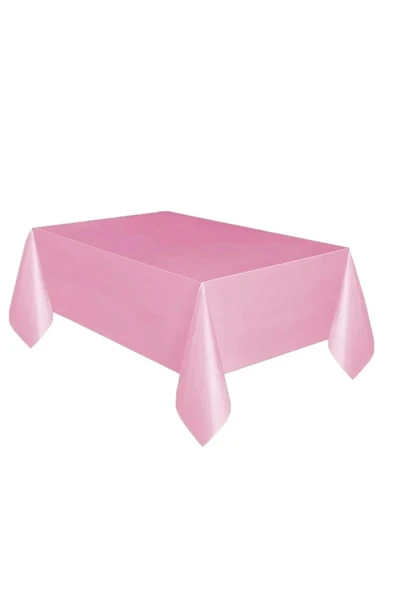 Masa Örtüsü ve Etek Set Plastik Pembe Renk Masa Örtüsü Yeşil Renk Metalize Sarkıt Masa Eteği Set - Resim 2