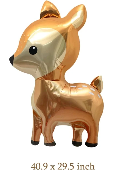 Woodland Geyik 2 Yaş Folyo Rosegold Balon Set Geyik Ceylan Doğum Günü Parti Balon Set Geyik Konsept - Resim 3
