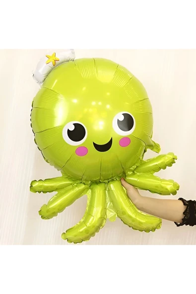 Büyük Boy Balonlu Okyanus Hayvanları 6 Yaş Doğum Günü Balon Set Deniz Canlıları Balon Set - Resim 4