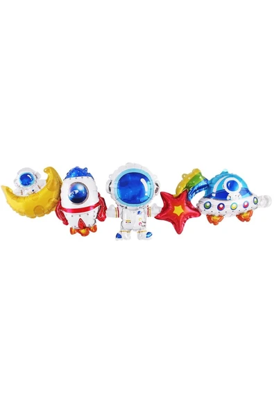 Lacivert Renk Rakam Balonlu Uzay Konsept 9 Yaş Doğum Günü Balon Set Galaksi Astronot Space Parti - 2