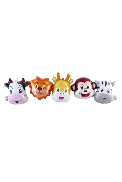 Altın Renk Rakam Balonlu Safari 4 Yaş Doğum Günü Parti Balon Set Safari Hayvanlar Tema Parti - 3
