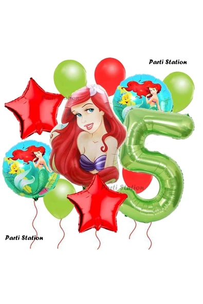 Disney Prensesi Deniz Kızı Prenses Ariel Konsept 5 Yaş Doğum Günü Balon Set Aquaman Ariel Balon Set ürün görseli
