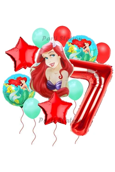 . Prensesi Deniz Kızı Prenses Ariel Konsept 7 Yaş Doğum Günü Balon Set Aquaman Ariel Balon Set