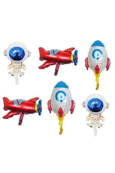 Gümüş Renk Rakam Balon Uzay Konsept 2 Yaş Doğum Günü Balon Set Galaksi Astronot Space Roket Balon - Resim 3