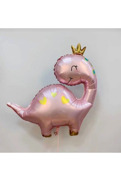 Sevimli Dinozor Konsept Pembe Dinozor Balon Set Pink Dinosaur Balloon Doğum Günü Balon Buketi - Resim 2