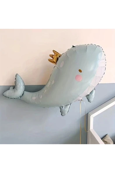 Sevimli Yeşil Balina Konsept Balina Balon Set Balina Balon Buketi Whale Balloon Doğum Günü Set - 5