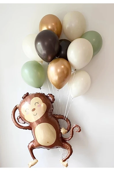 Safari Konsept Maymun Balon Set Sevimli Maymun Balon Buketi Doğum Günü Monkey Balloon Set