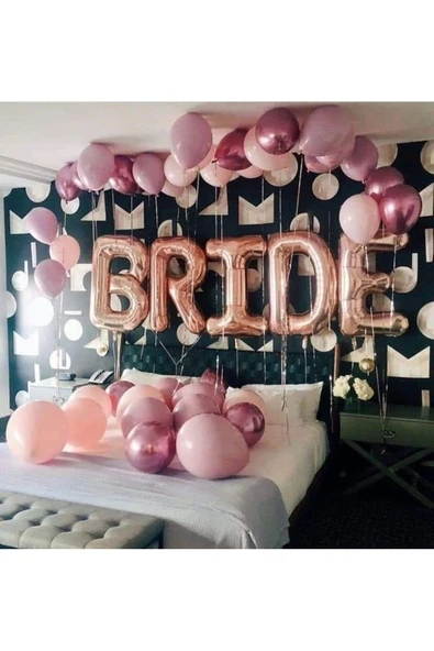 Rosegold BRİDE Balon Set Bekarlığa Veda Bride To Be Konsept Balon Set 100 cm Harf Balon - Resim 4