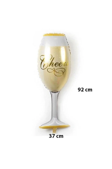 Şampanya Bardağı Folyo Balon Bride To Be Cheers Gold Kadeh Folyo Balon 90x47 ürün görseli