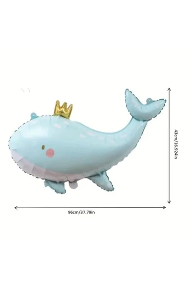 Sevimli Yeşil Balina Konsept Balina Balon Set Balina Balon Buketi Whale Balloon Doğum Günü Set - 7