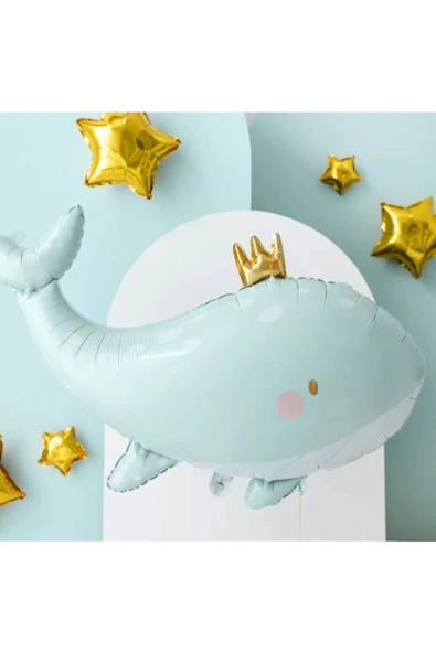 Sevimli Yeşil Balina Konsept Balina Balon Set Balina Balon Buketi Whale Balloon Doğum Günü Set - 6