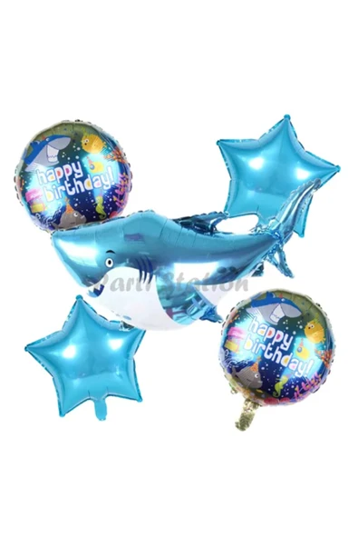 Okyanus Canlıları Köpek Balığı Konsept Köpek Balığı Balon Set Shark Balloon Birthday Party Set