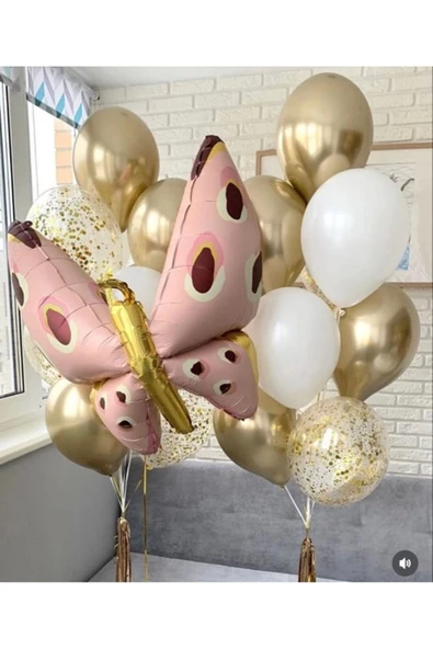 Kelebek Konsept Kelebek Balon Set Kelebek Balon Buketi Butterfly Balloon Doğum Günü Balon Set