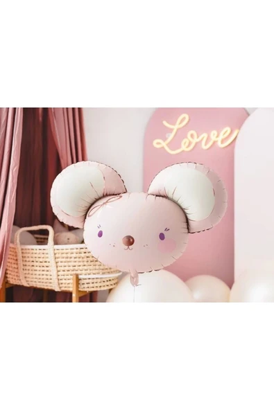 Sevimli Fare Konsept Pembe Fare Balon Set Mouse Balloon Doğum Günü Balon Buketi - Resim 2