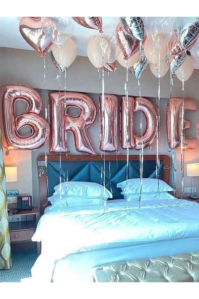 Rosegold BRİDE Balon Set Bekarlığa Veda Bride To Be Konsept Balon Set 100 cm Harf Balon - Resim 3