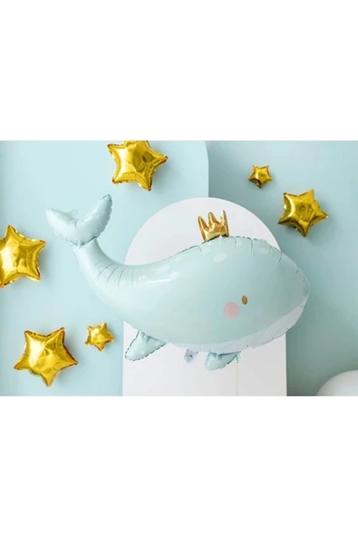 Sevimli Yeşil Balina Konsept Balina Balon Set Balina Balon Whale Balloon Doğum Günü Set - Resim 4