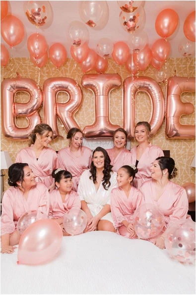 Rosegold BRİDE Balon Set Bekarlığa Veda Bride To Be Konsept Balon Set 100 cm Harf Balon - Resim 2