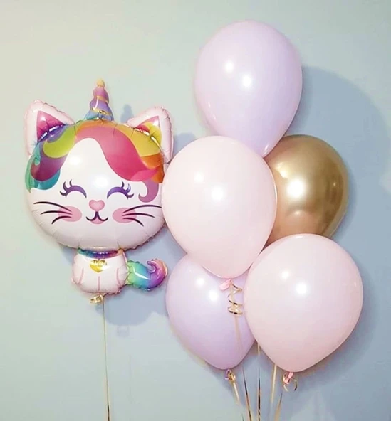 Unicorn Kedi Konsept Balon Set Sevimli Unicorn Kedi Balon Buketi Owl Doğum Günü Balon Set ürün görseli