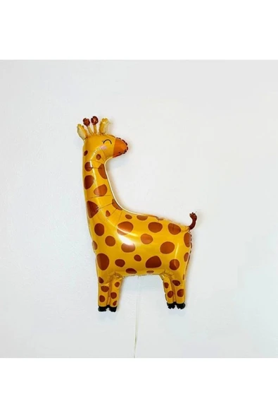 1 Adet Safari Konsept Sevimli Zürafa Folyo Balon Giraffe Balloon 95 cm - Resim 3