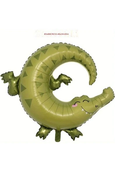 Safari Konsept Timsah Folyo Balon Sevimli Timsah Konsept Doğum Günü Folyo Balon 1 Adet 85x40 cm - Resim 2