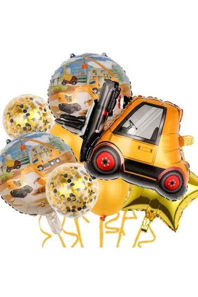 Araçlar Kamyon Konsept Forklift Kamyon Balon Set Kamyon Balon Seti Truck Balloon Doğum Günü Set ürün görseli