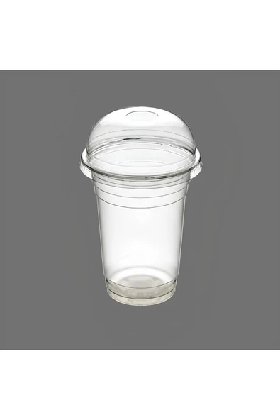 Plastik Şeffaf Bardak Kapaklı Milkshake Bardağı Kahve Bardağı Soğuk Içecek Bardağı 400-450ml 50 Adet - 2