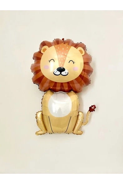1 Adet Safari Konsept Sevimli Aslan Folyo Balon Lion Balloon 100 cm - Resim 3