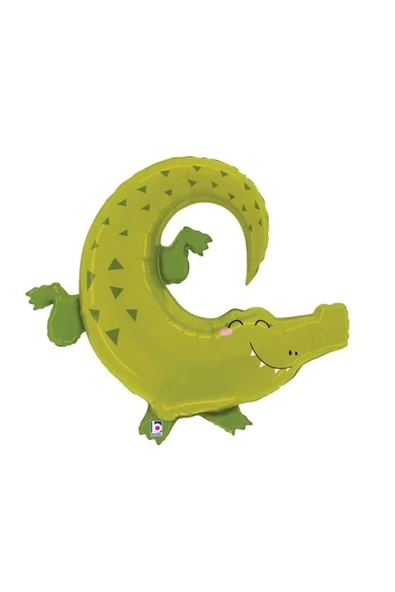 Safari Konsept Timsah Folyo Balon Sevimli Timsah Konsept Doğum Günü Folyo Balon 1 Adet 85x40 cm - Resim 3