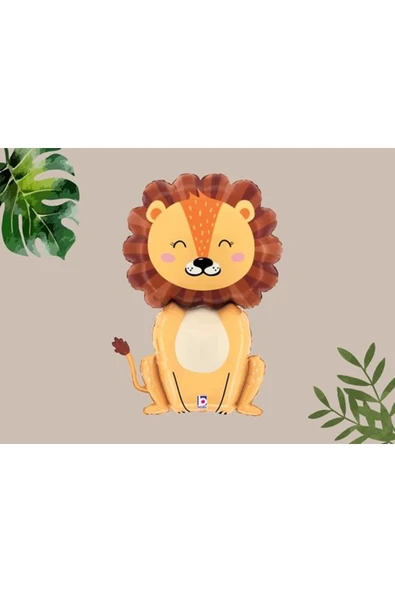 1 Adet Safari Konsept Sevimli Aslan Folyo Balon Lion Balloon 100 cm - Resim 4