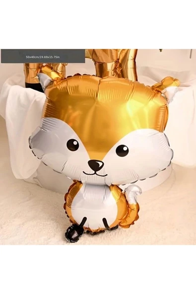 Woodland Konsept Sevimli Tilki Folyo Balon Buketi Fox Balloon 56 cm - Resim 3