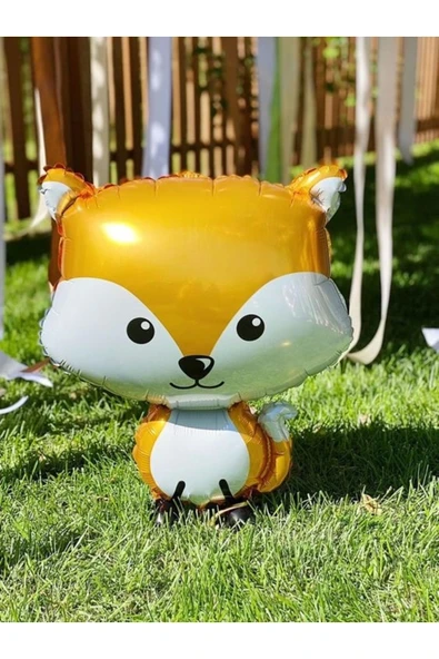 Woodland Konsept Sevimli Tilki Folyo Balon Buketi Fox Balloon 56 cm - Resim 2