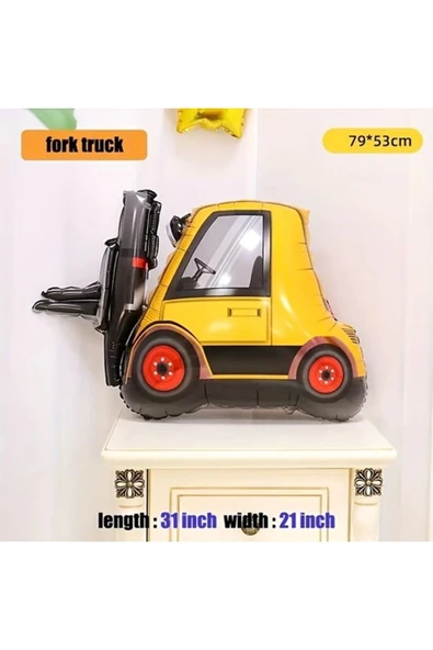 Araçlar Kamyon Konsept Forklift Kamyon Balon Set Kamyon Balon Seti Truck Balloon Doğum Günü Set - Resim 2