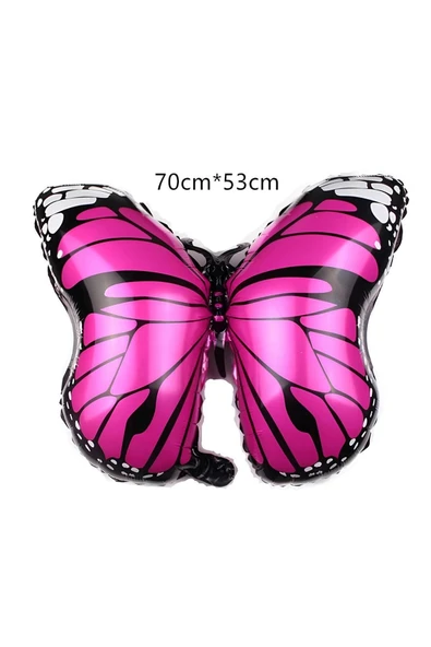 Pembe Kelebek Balon 7 Yaş Balon Set Kelebek Konsept Balon ve Krem Renk Rakam Balon - Resim 2