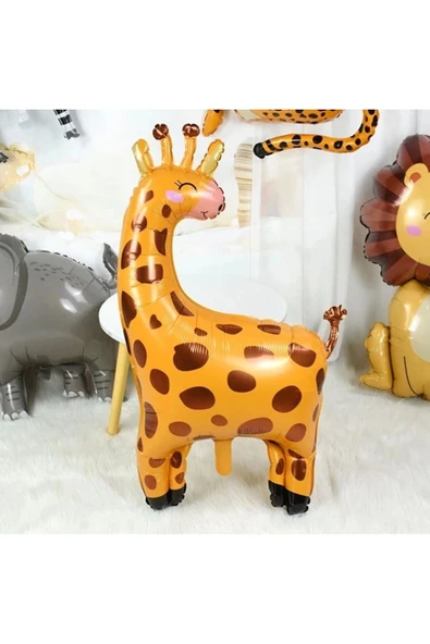 1 Adet Safari Konsept Sevimli Zürafa Folyo Balon Giraffe Balloon 95 cm ürün görseli