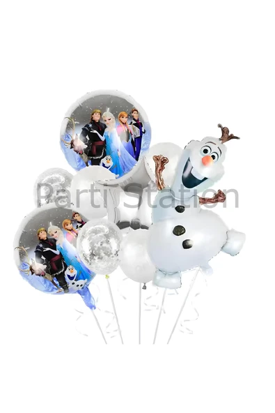 Karlar Ülkesi Frozen Elsa Olaf  Balon Set Frozen Elsa Olaf Konsept Doğum Günü Folyo Balon Set ürün görseli