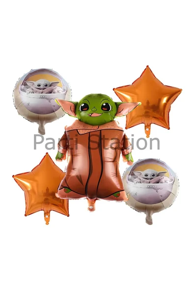 Star Wars Yoda Turuncu Balon Set Yıldız Savaşları Yoda Konsept Doğum Günü Balon Set ürün görseli
