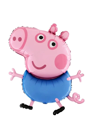 Peppa Pig Konsept 1 Yaş Yıldız Balon Set Pembe Domuz Peppa Pig George Tema Doğum Günü Folyo Balon - 5
