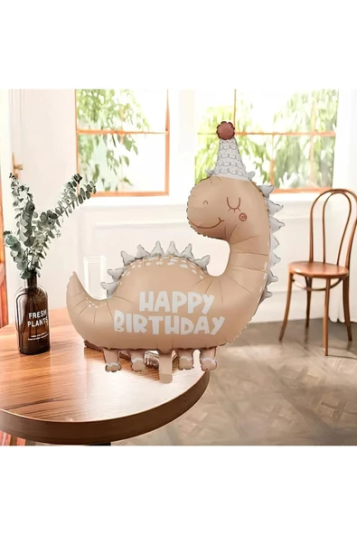 Retro Dinozor 4 Yaş Balon Set Bohem Renkler Dinozor Konsept Doğum Günü Balon Retro Balon Set - 2