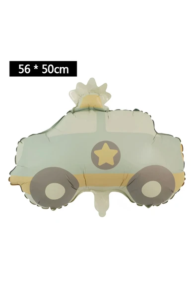 Retro Ayıcık Polis Arabası Gökkuşağı Uçak Konsept Balon Set Retro Konsept Doğum Günü Balon Set - Resim 3