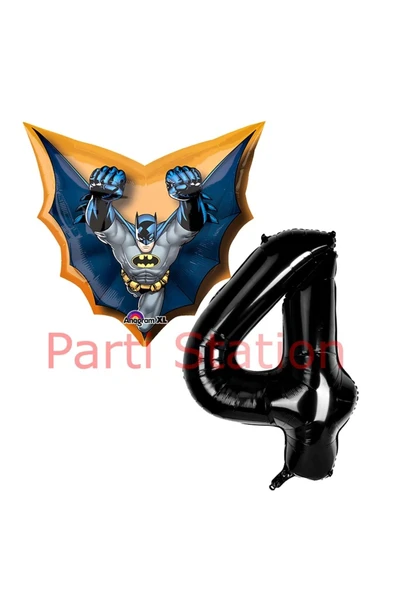 Batman 1 Yaş Siyah Rakam Balon Set Yarasa Adam Batman Doğum Günü Parti Balon Set ürün görseli