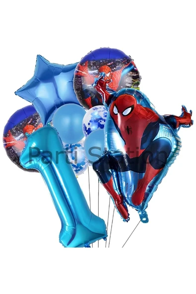 Örümcek Adam Spiderman 1 Yaş Balon Set Spiderman Konsept Doğum Günü Balon Set