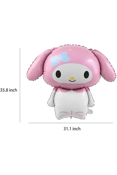 Sanrio Kuromi Melody 6 Yaş Balon Set Anime Hello Kitty Kuromi Melody Konsept Doğum Günü Balon - Resim 4